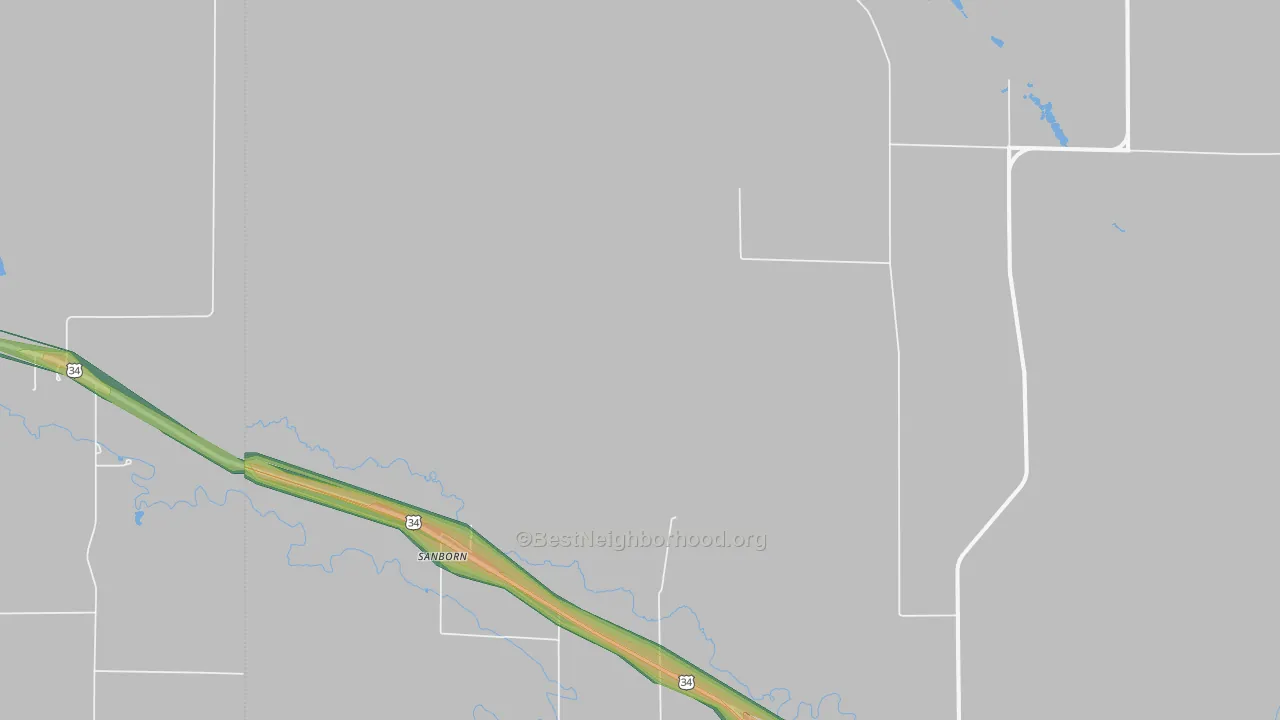 Sanborn, NE Map of Noise Levels in Sanborn