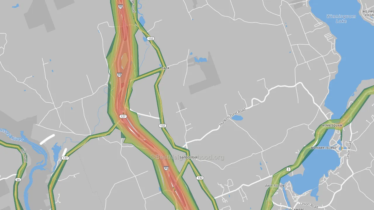 Sanbornton, NH Map of Noise Levels in Sanbornton
