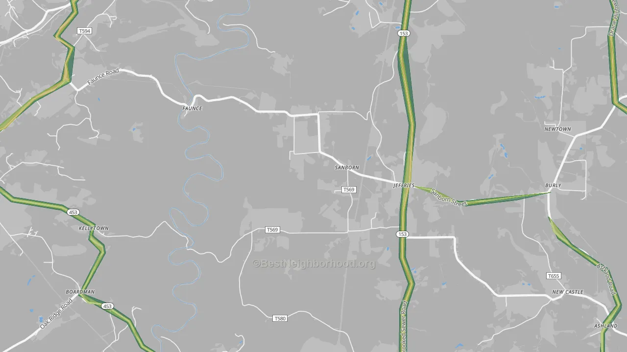 Sanbourn, PA Map of Noise Levels in Sanbourn