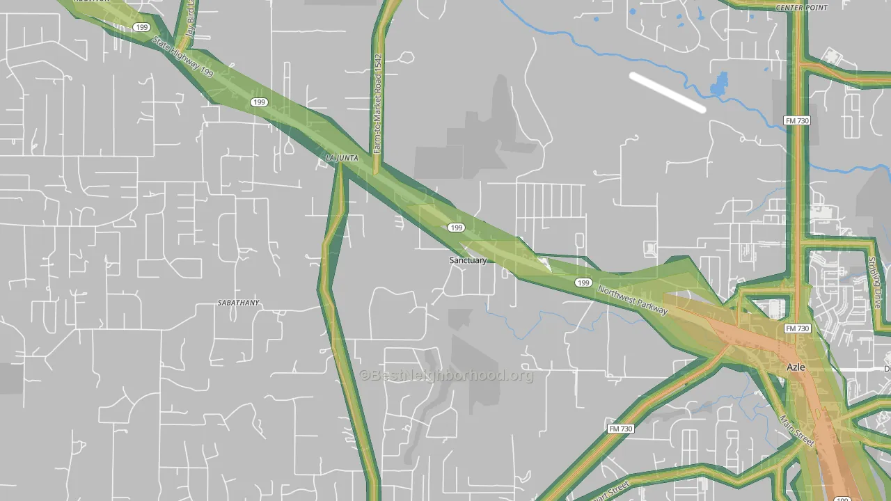 Sanctuary, TX Map of Noise Levels in Sanctuary