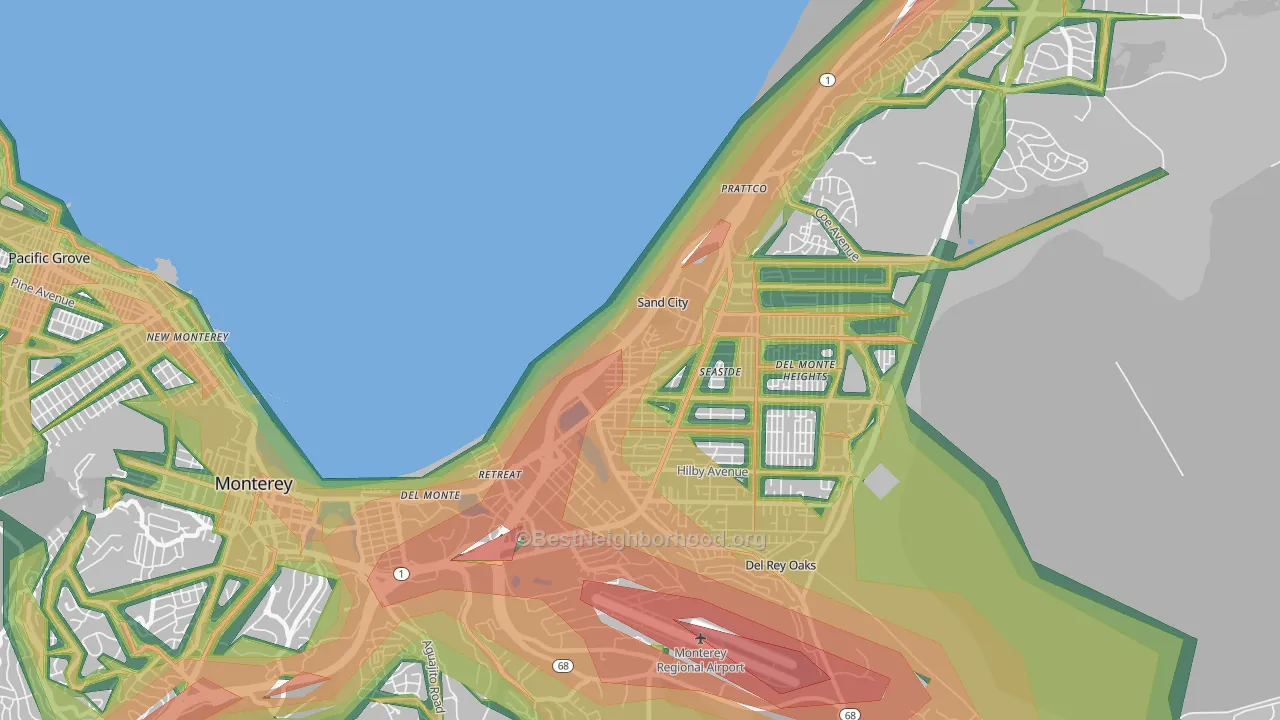 Sand City, CA Map of Noise Levels in Sand City