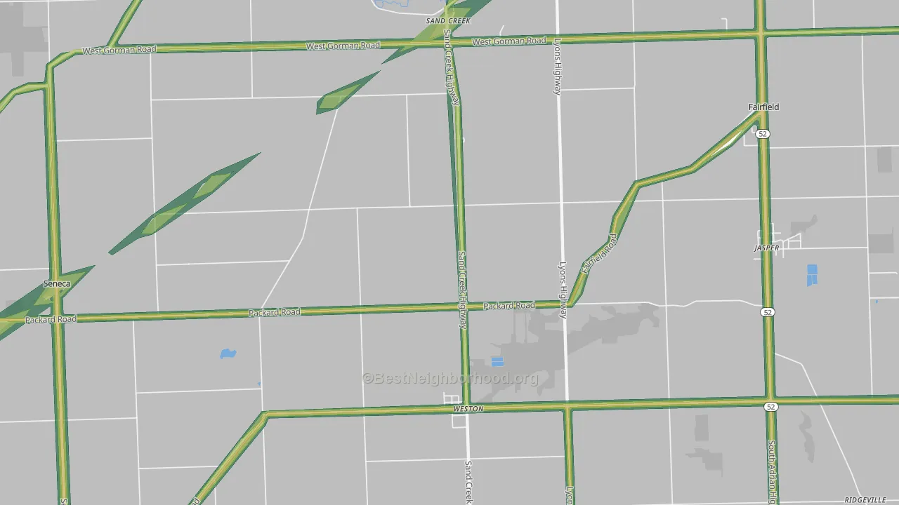Sand Creek, MI Map of Noise Levels in Sand Creek