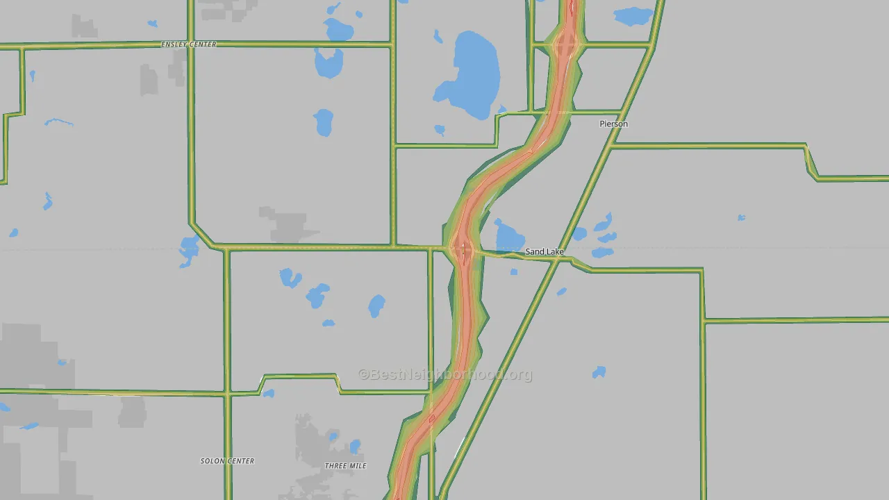 Sand Lake, MI Map of Noise Levels in Sand Lake