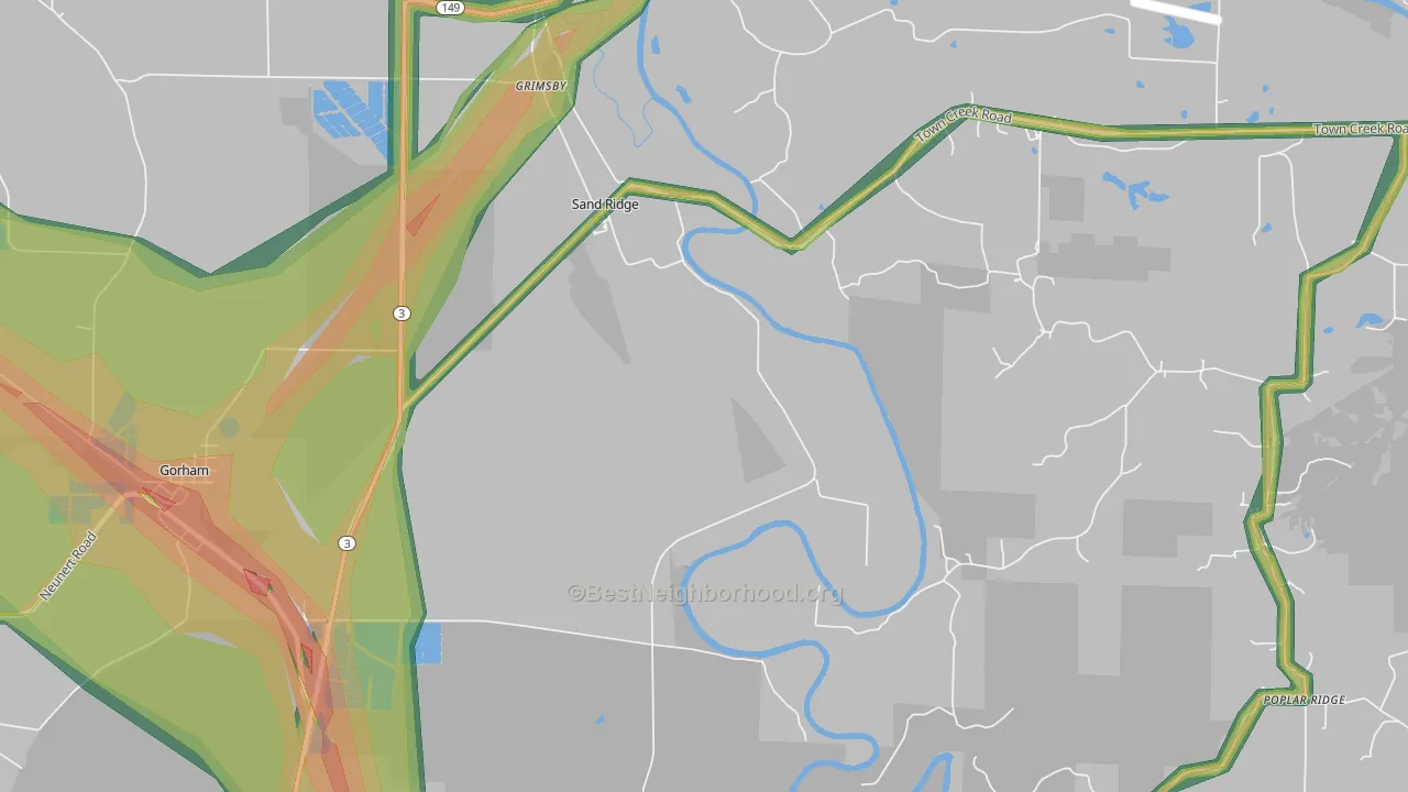 Sand Ridge, IL Map of Noise Levels in Sand Ridge