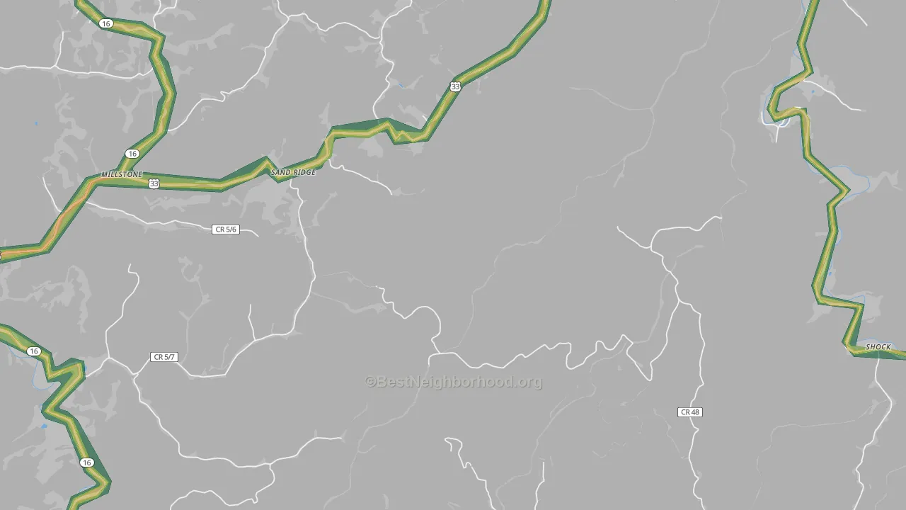 Sand Ridge, WV Map of Noise Levels in Sand Ridge
