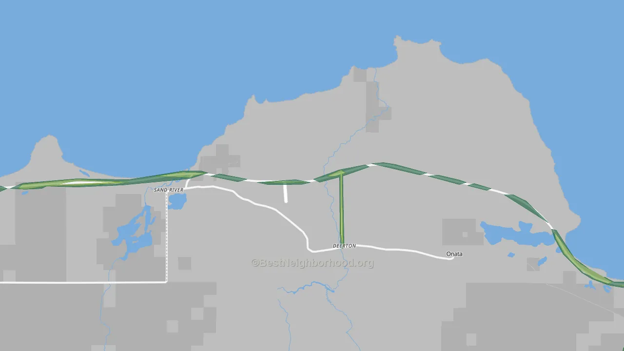 Sand River, MI Map of Noise Levels in Sand River
