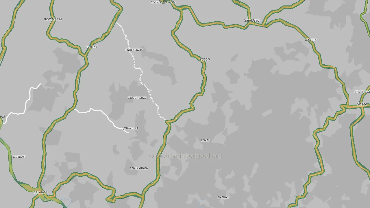 Sand Springs, KY Map of Noise Levels in Sand Springs