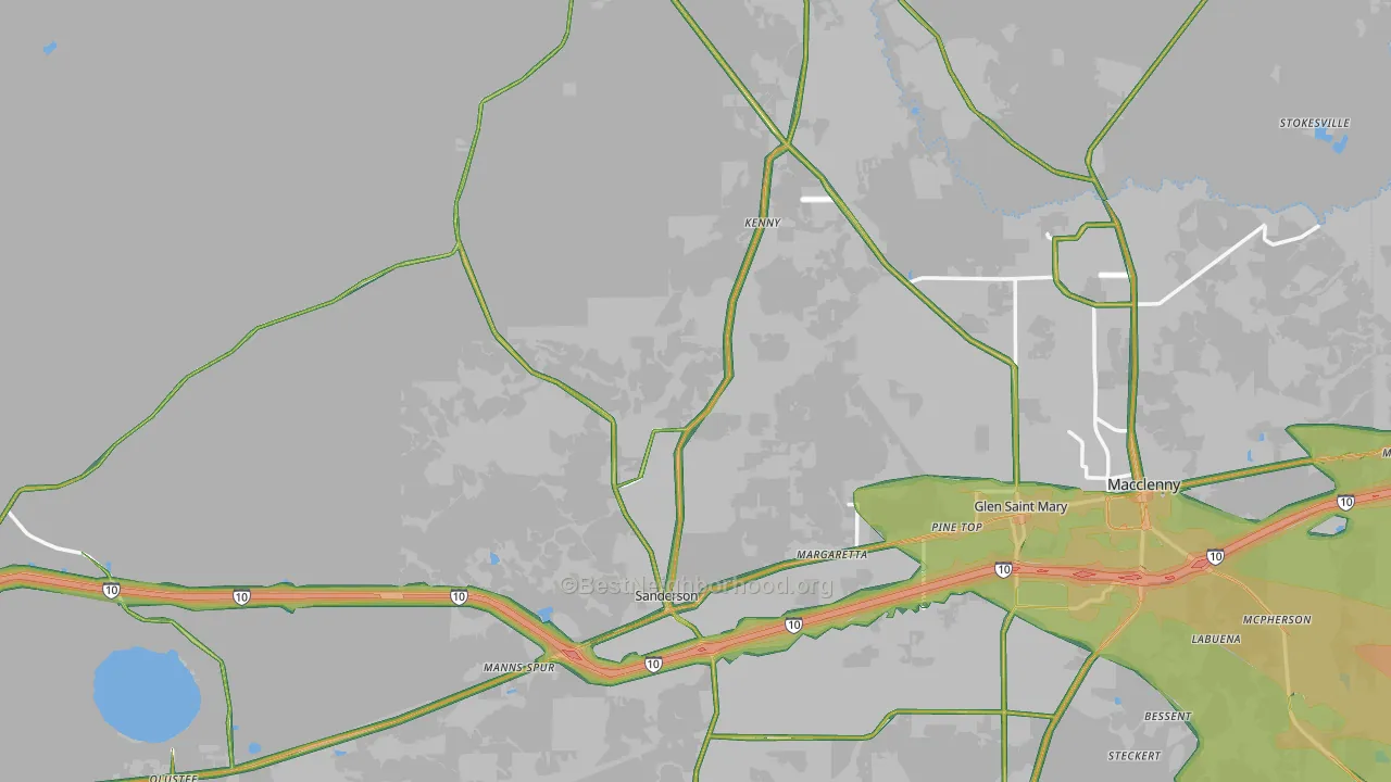 Sanderson, FL Map of Noise Levels in Sanderson