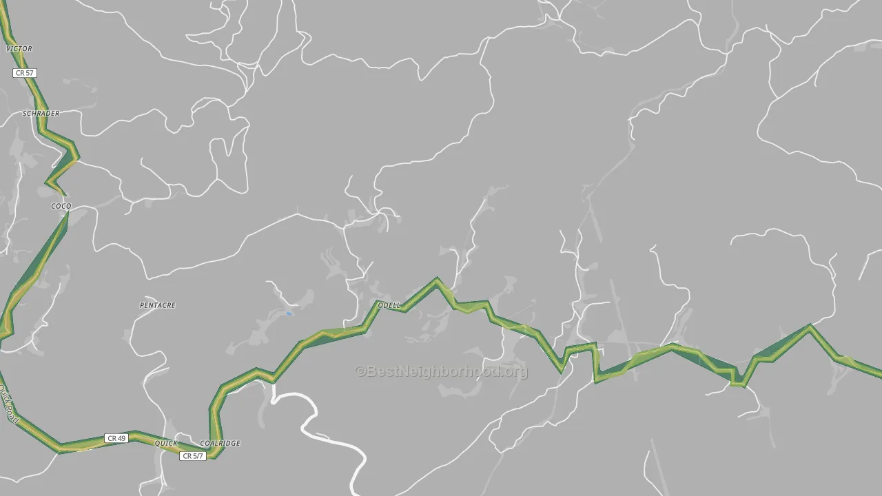 Sanderson, WV Map of Noise Levels in Sanderson