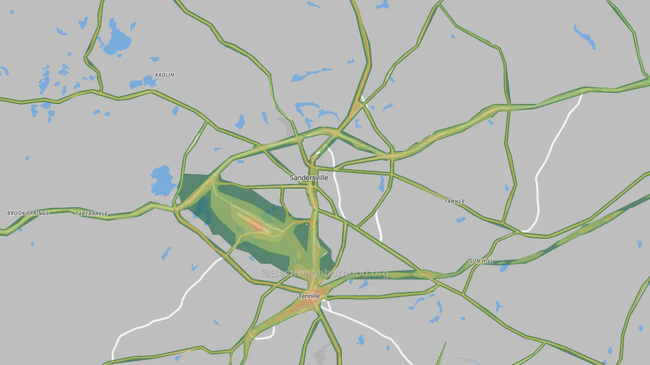 Sandersville, GA Map of Noise Levels in Sandersville