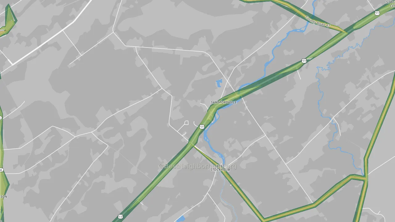 Sandfordville, NY Map of Noise Levels in Sandfordville