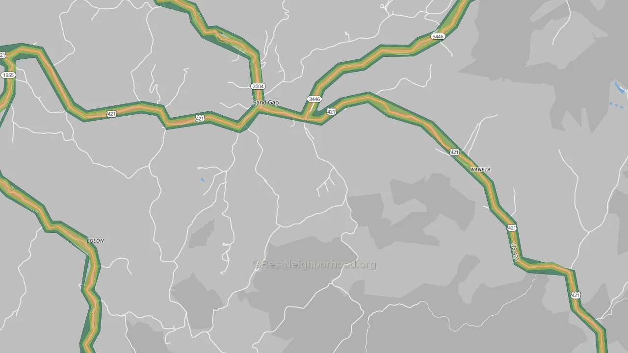 Sandgap, KY Map of Noise Levels in Sandgap