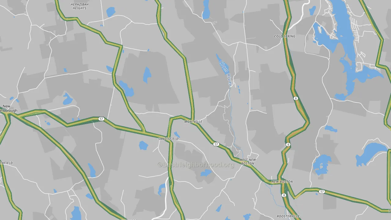 Sandisfield, MA Map of Noise Levels in Sandisfield