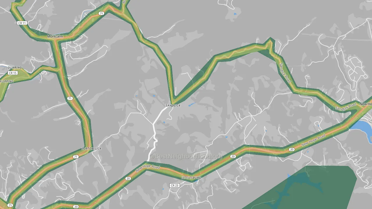 Sandlick, WV Map of Noise Levels in Sandlick