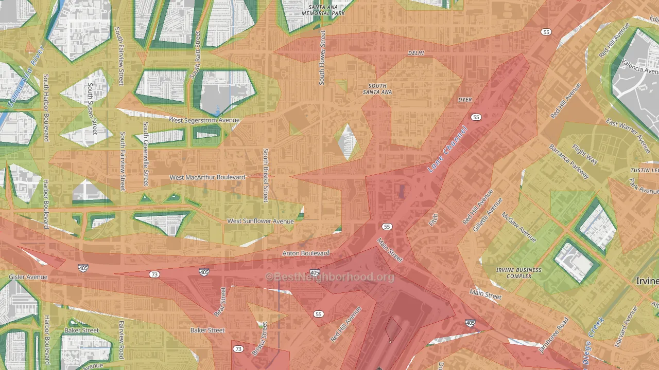 Sandpointe, Santa Ana, CA Map of Noise Levels in Sandpointe