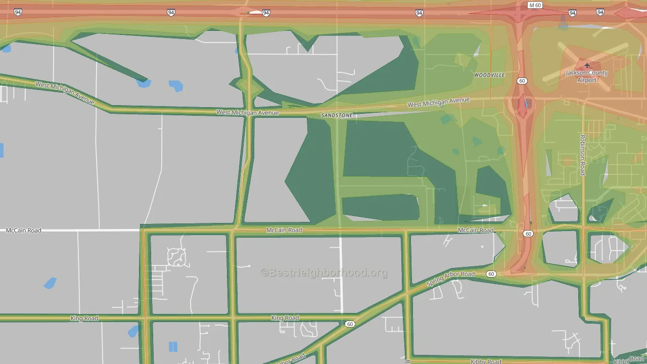 Sandstone, MI Map of Noise Levels in Sandstone