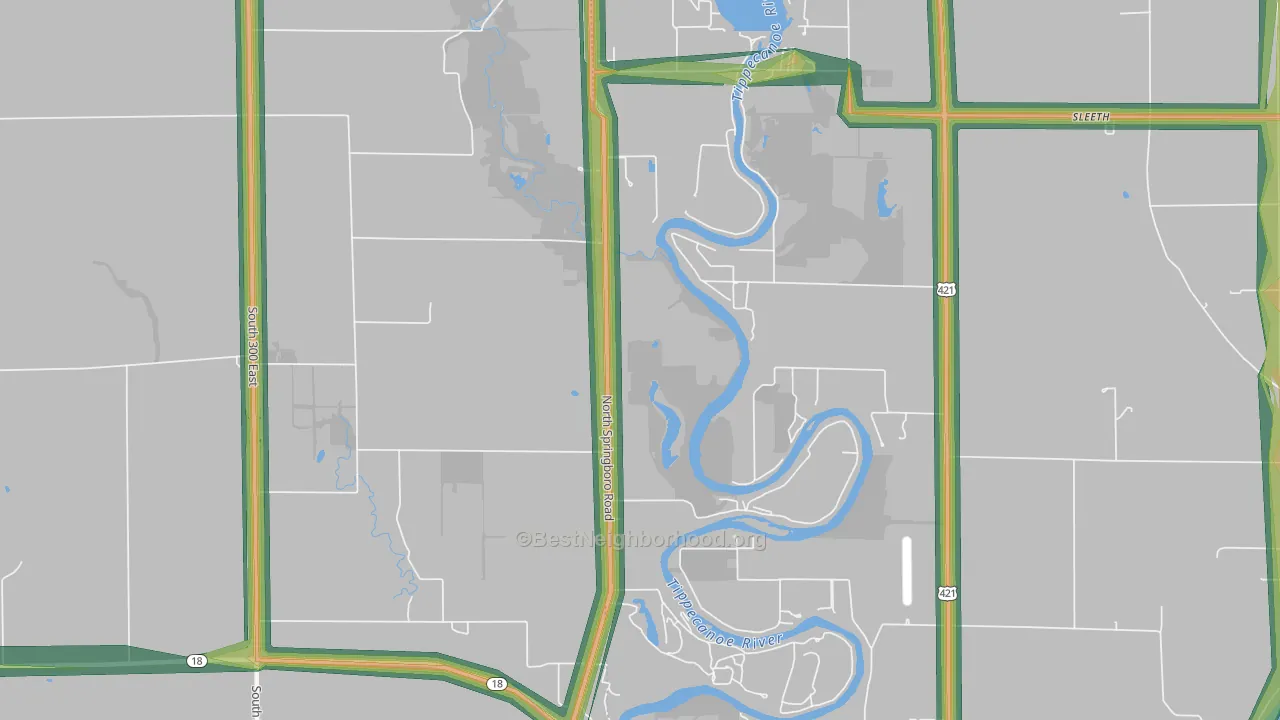 Sandy Beach, IN Map of Noise Levels in Sandy Beach