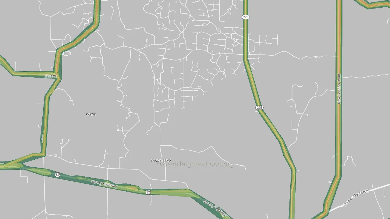 Sandy Bend, AR Map of Noise Levels in Sandy Bend