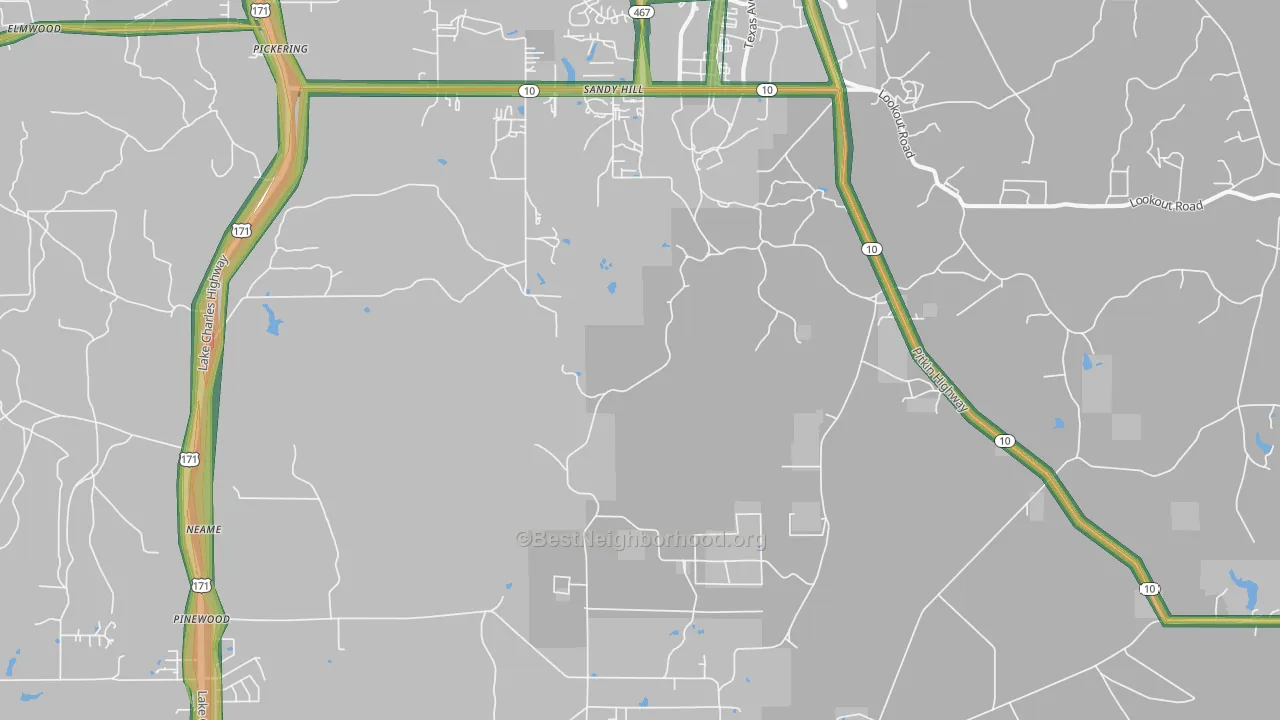 Sandy Hill, LA Map of Noise Levels in Sandy Hill