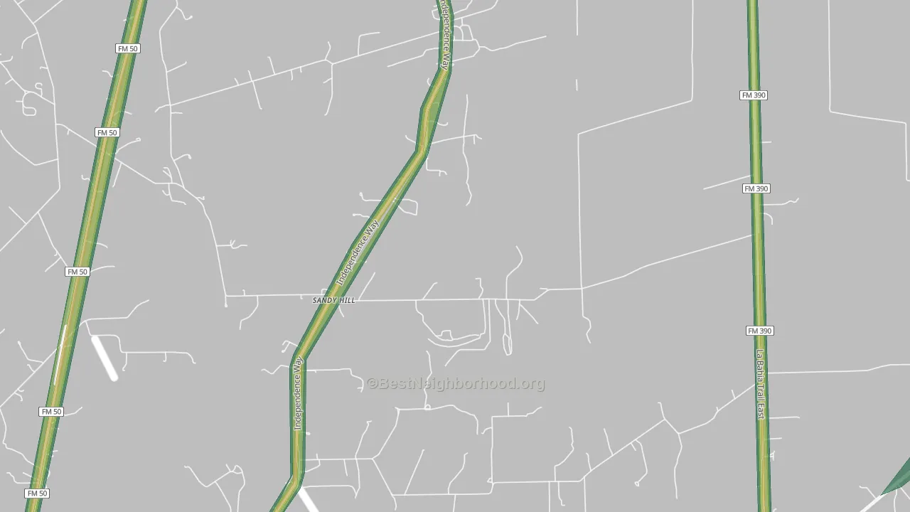Sandy Hill, TX Map of Noise Levels in Sandy Hill