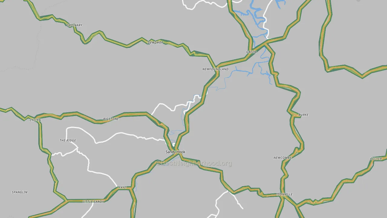 Sandy Hook, KY Map of Noise Levels in Sandy Hook