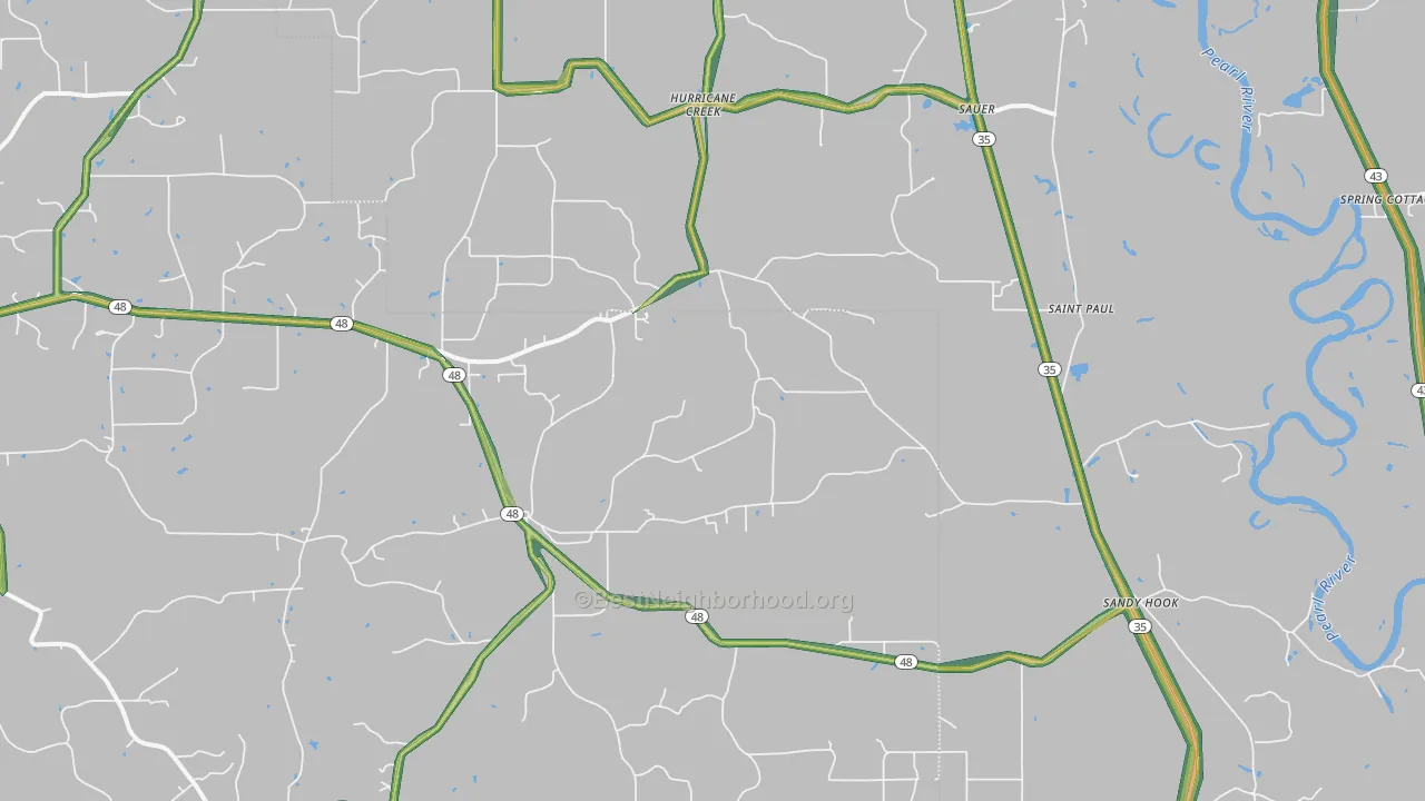 Sandy Hook, MS Map of Noise Levels in Sandy Hook