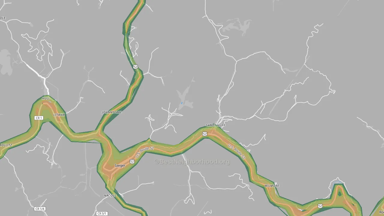 Sandy Huff, WV Map of Noise Levels in Sandy Huff