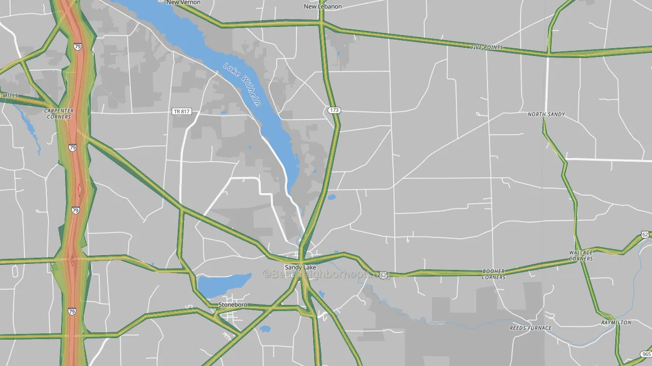 Sandy Lake, PA Map of Noise Levels in Sandy Lake
