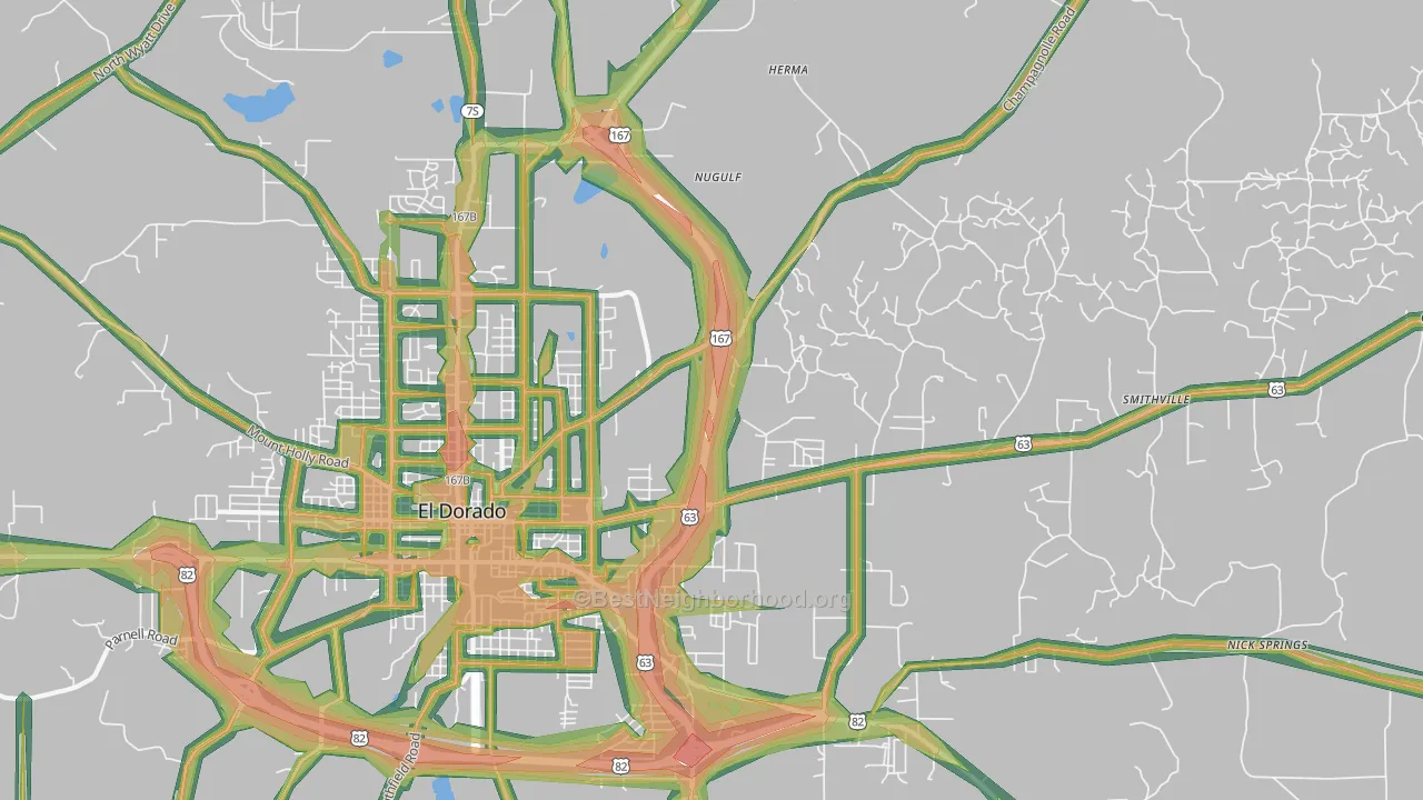 Sandy Land, AR Map of Noise Levels in Sandy Land
