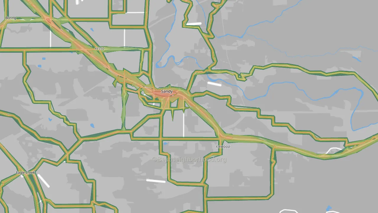 Sandy, OR Map of Noise Levels in Sandy