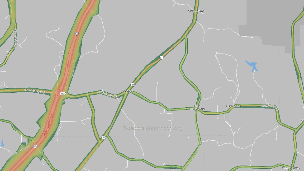 Sandy Ridge, AL Map of Noise Levels in Sandy Ridge