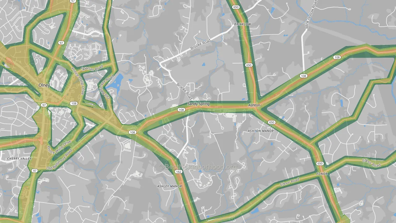 Sandy Spring, MD Map of Noise Levels in Sandy Spring