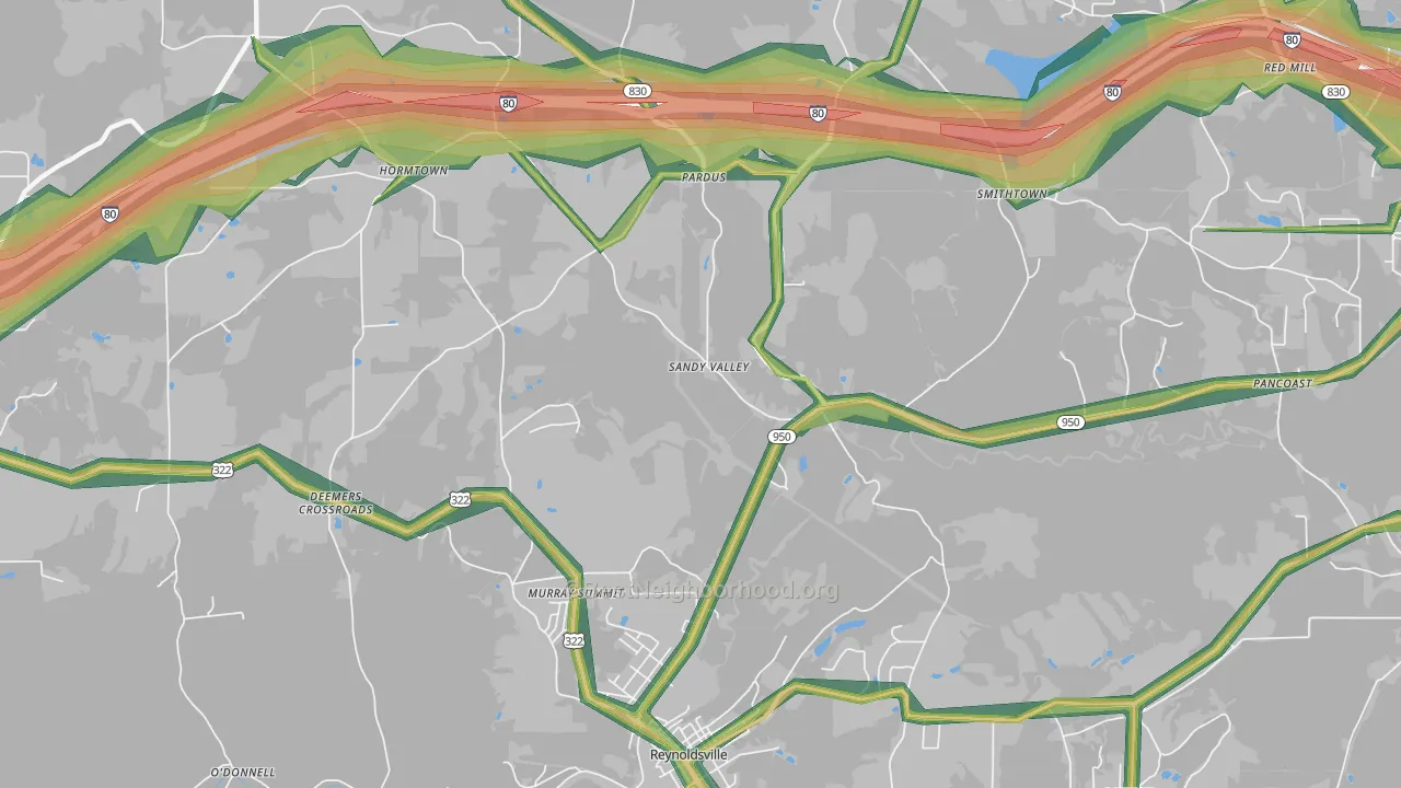 Sandy Valley, PA Map of Noise Levels in Sandy Valley