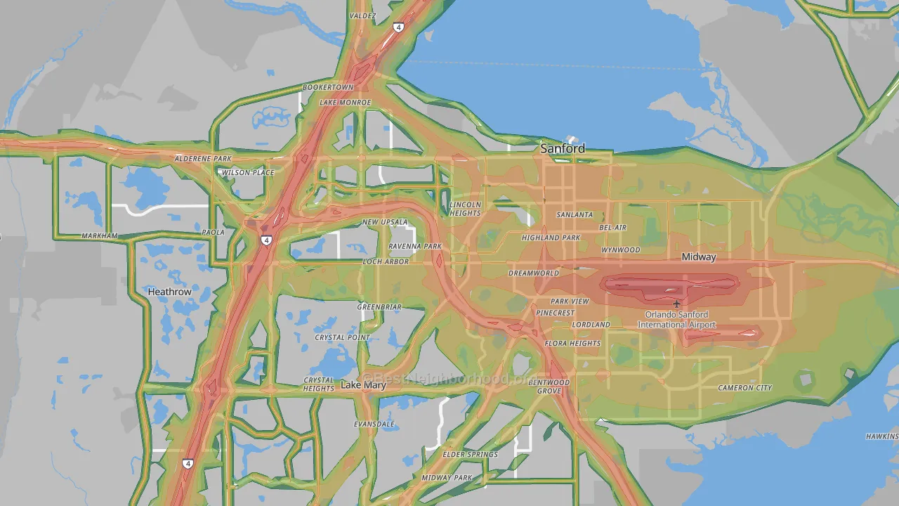 Sanford, FL Map of Noise Levels in Sanford