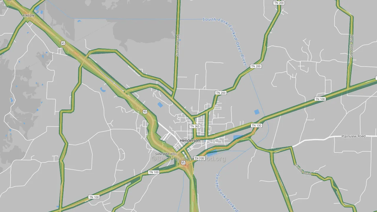 Sanford Hill, TN Map of Noise Levels in Sanford Hill