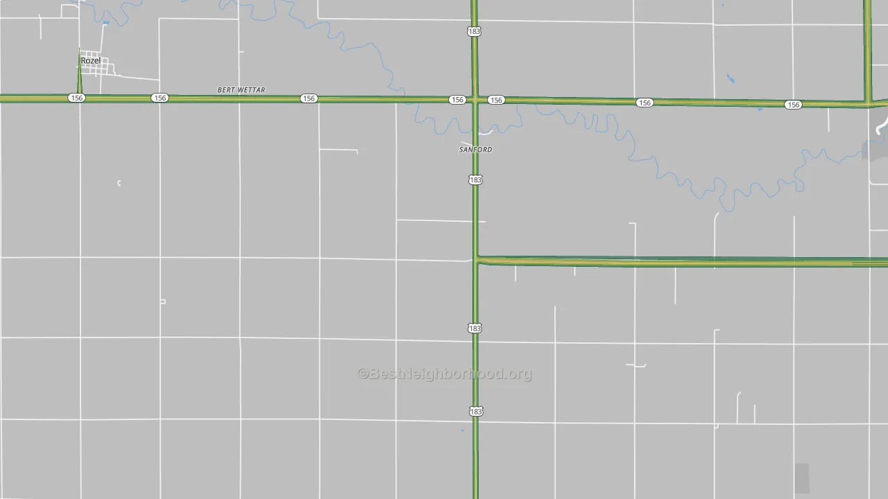 Sanford, KS Map of Noise Levels in Sanford