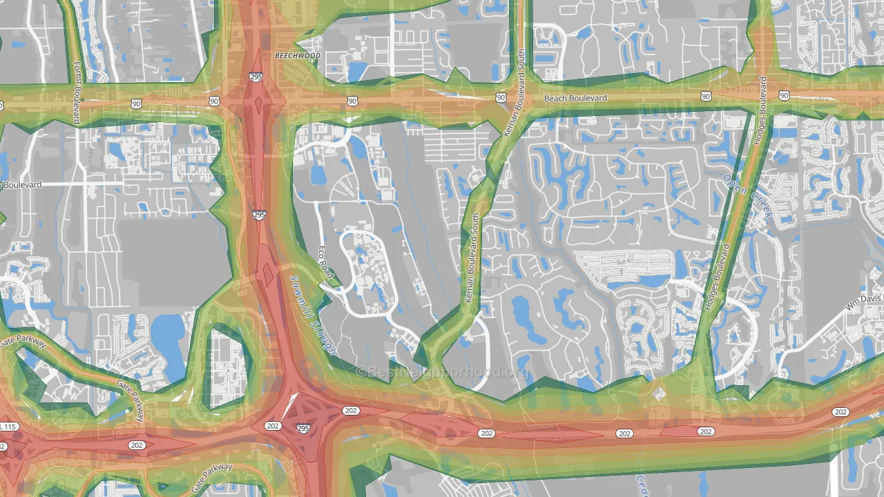 Sans Pareil, Jacksonville, FL Map of Noise Levels in Sans Pareil