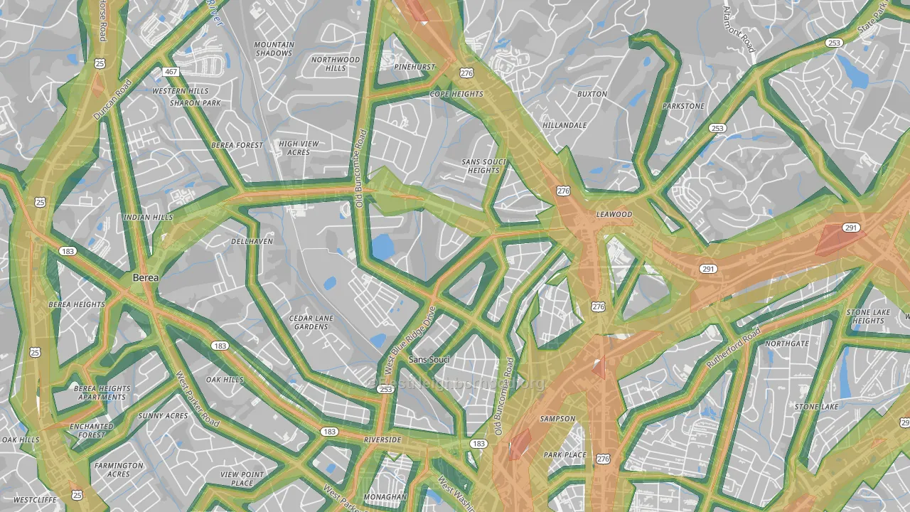 Sans Souci, SC Map of Noise Levels in Sans Souci
