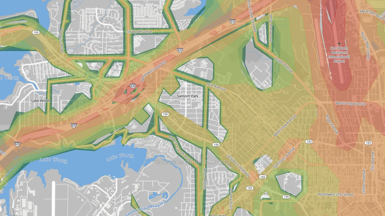 Sansom Park, TX Map of Noise Levels in Sansom Park