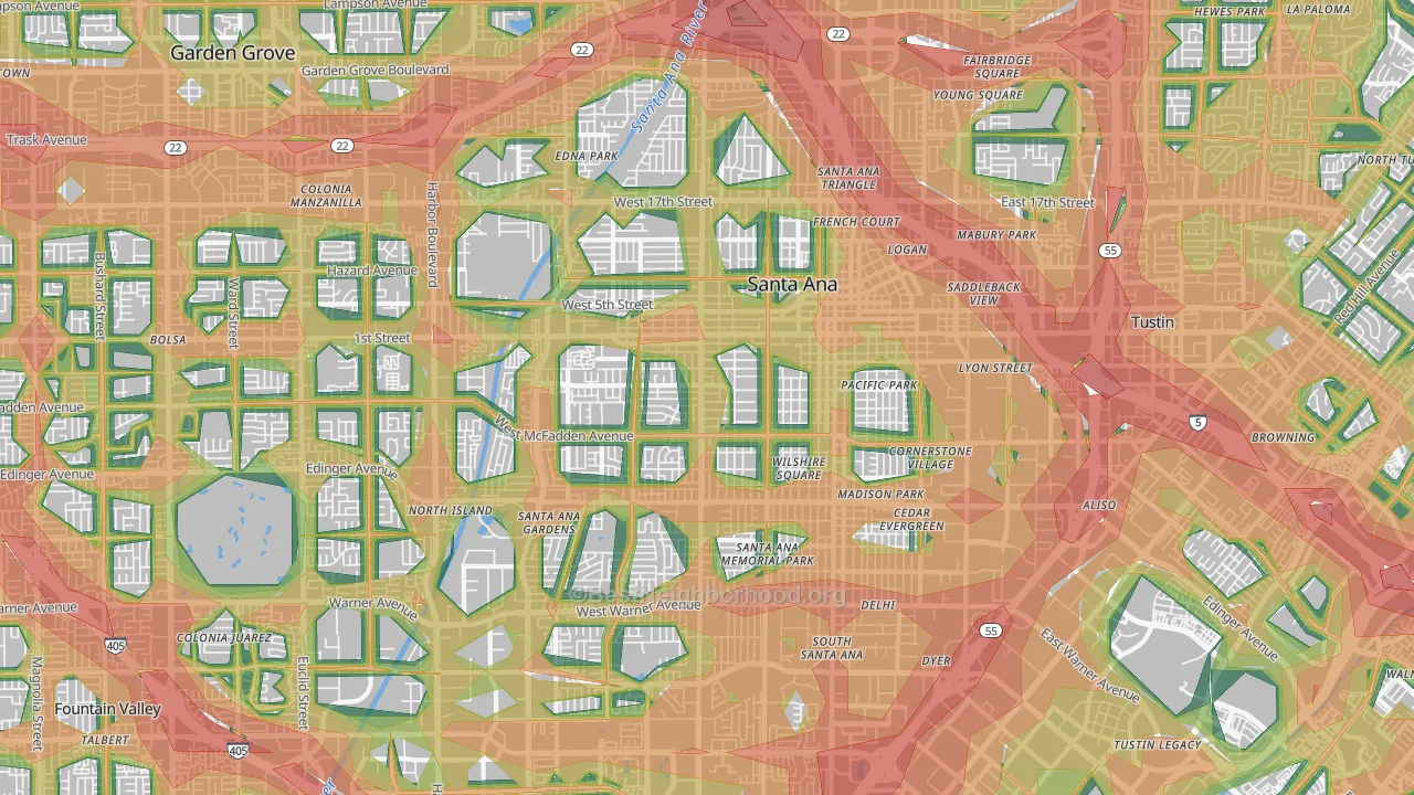 Santa Ana, CA Map of Noise Levels in Santa Ana