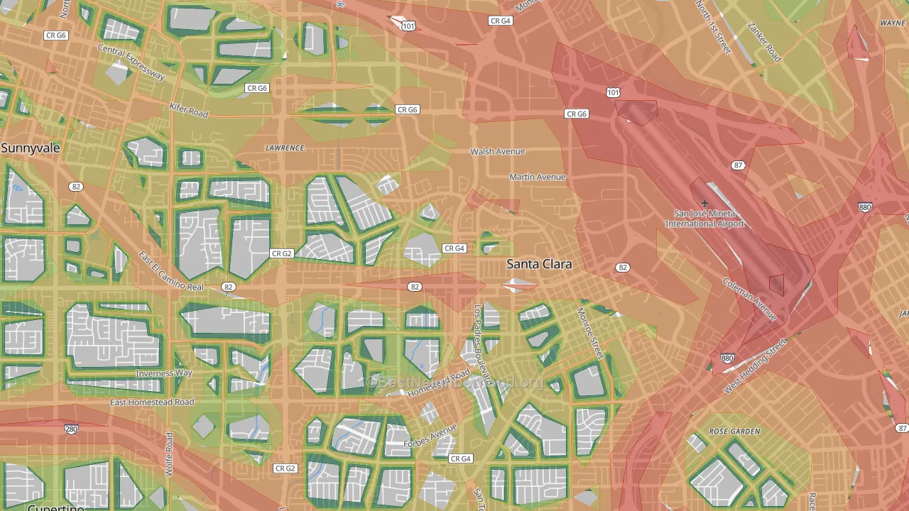 Santa Clara, CA Map of Noise Levels in Santa Clara