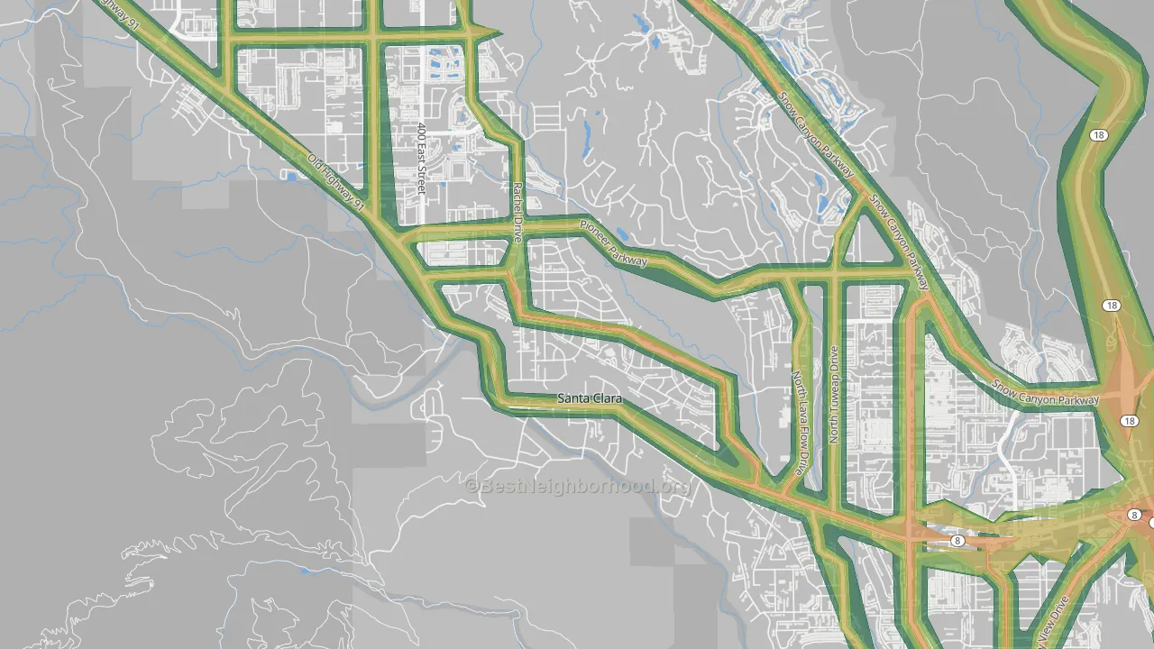 Santa Clara Heights, Santa Clara, UT Map of Noise Levels in Santa Clara Heights