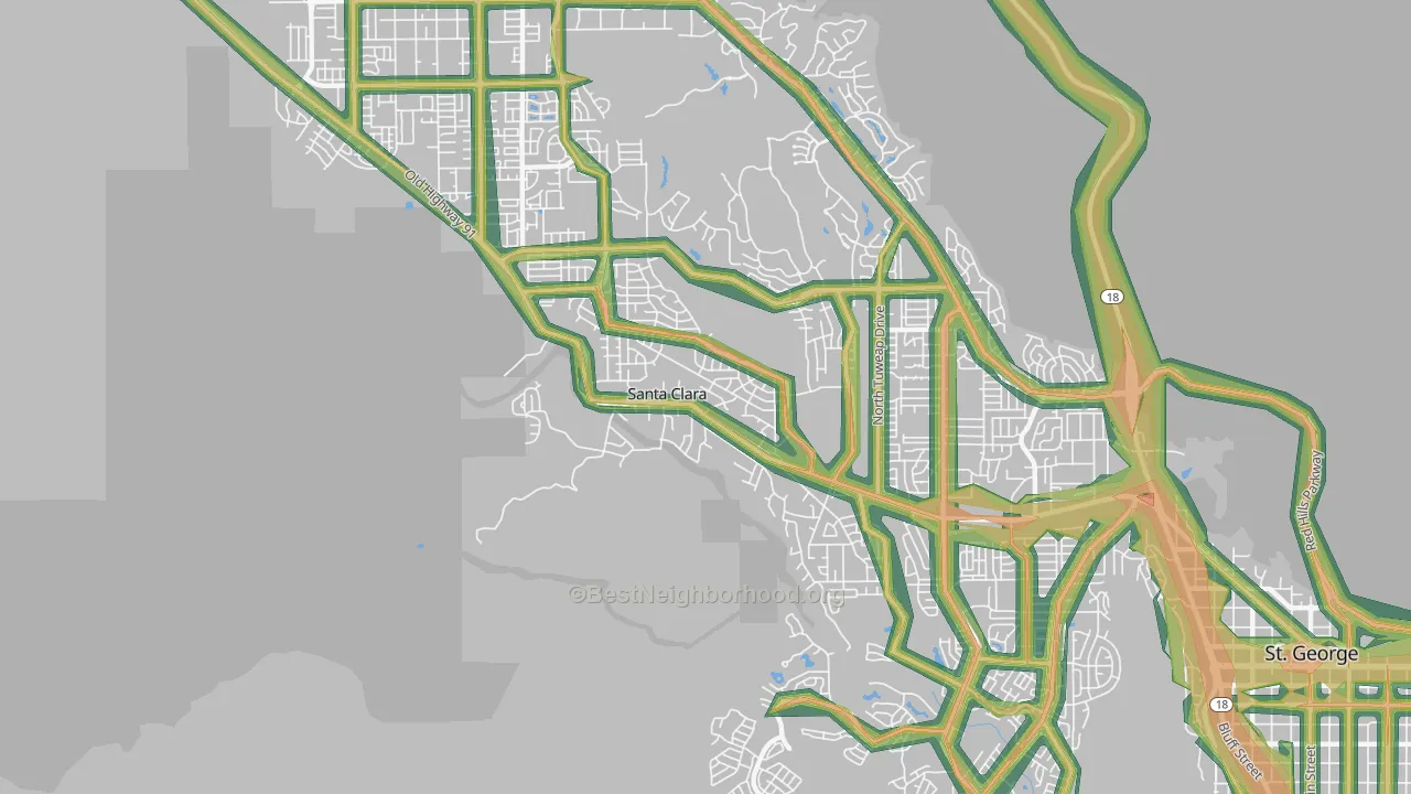 Santa Clara, UT Map of Noise Levels in Santa Clara