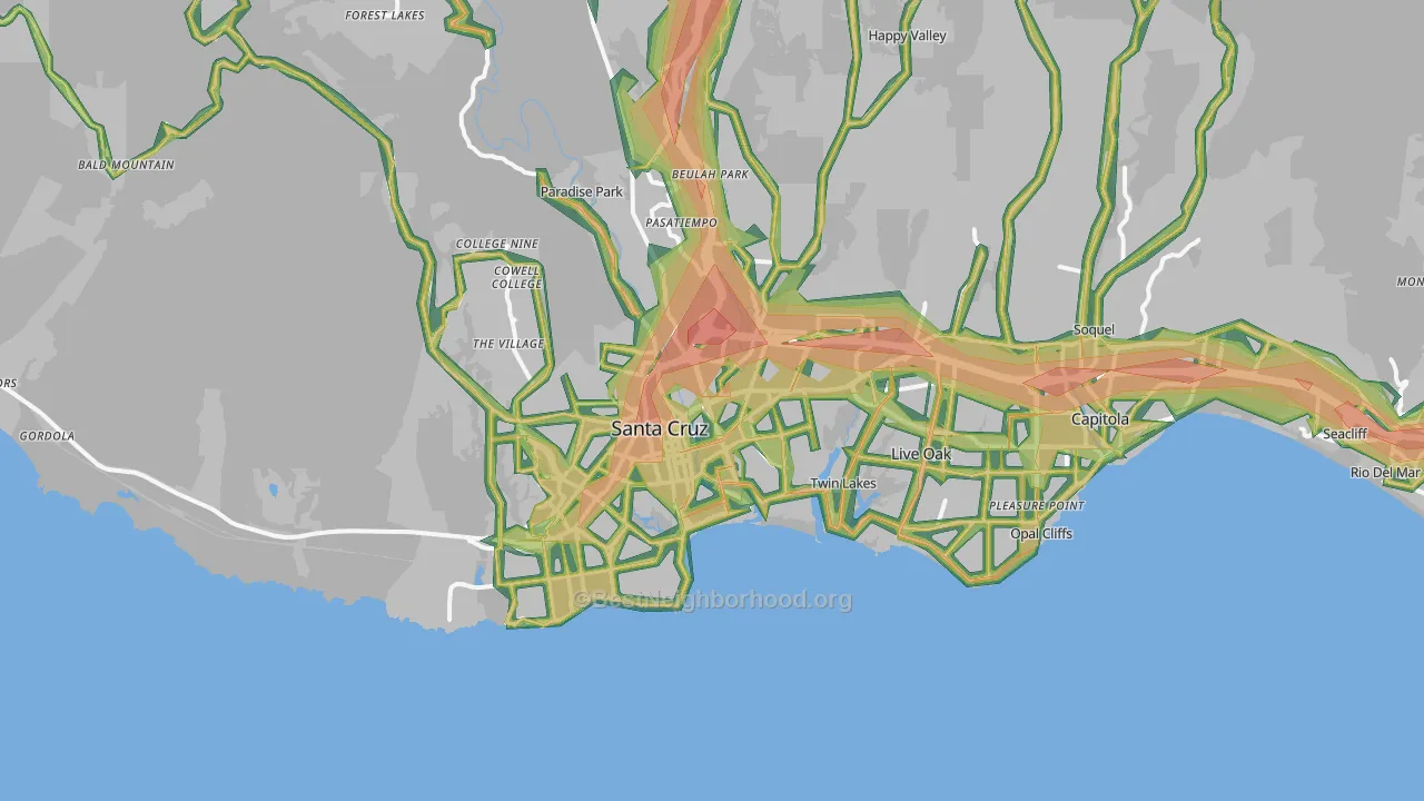 Santa Cruz, CA Map of Noise Levels in Santa Cruz