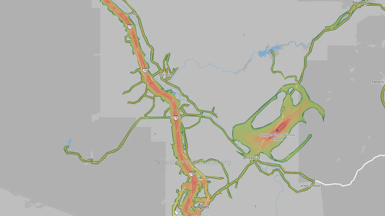 Santa Cruz County, AZ Map of Noise Levels in Santa Cruz County