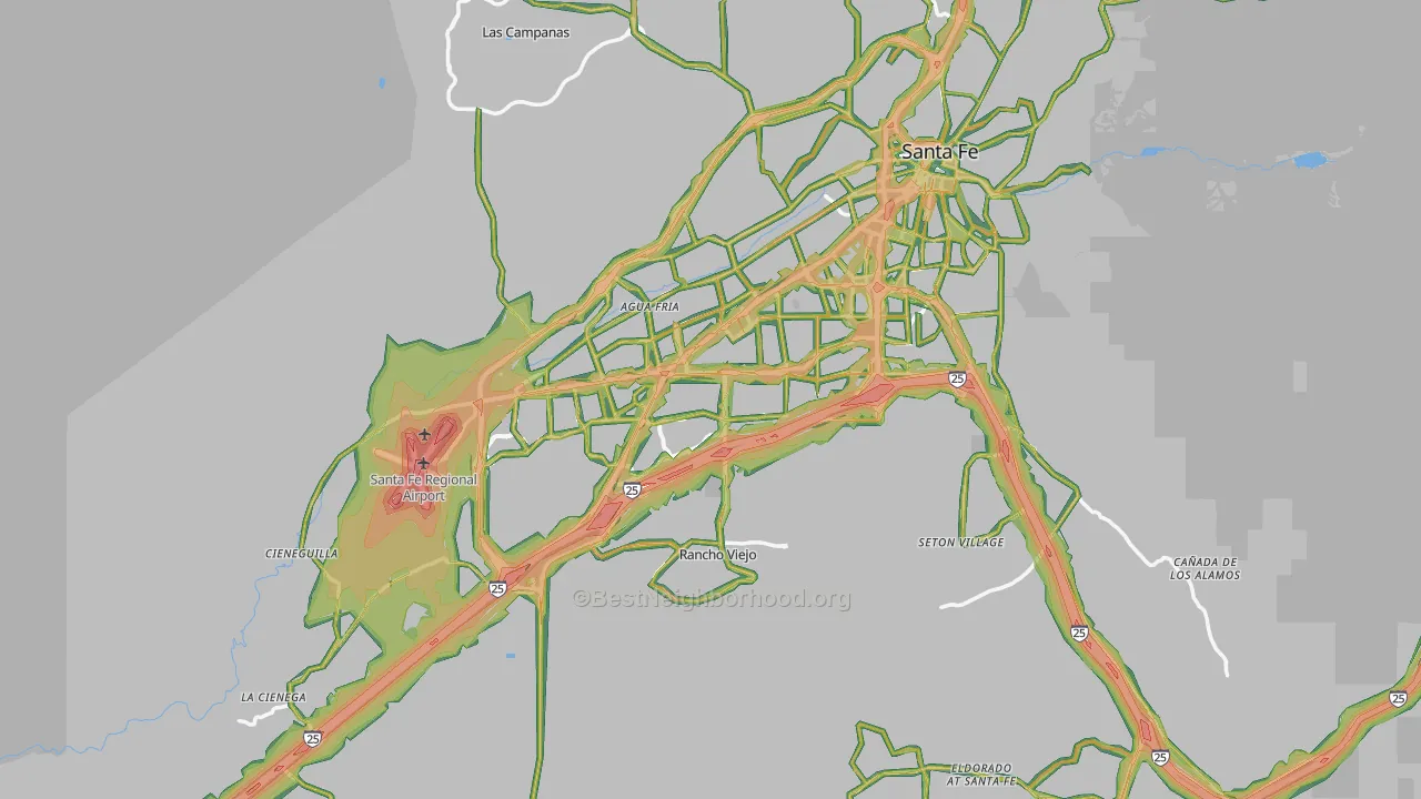 Santa Fe County, NM Map of Noise Levels in Santa Fe County