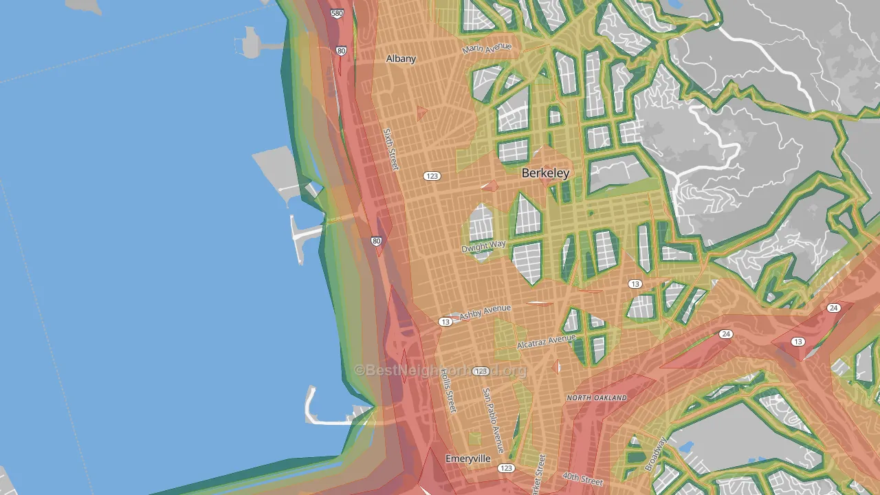 Santa Fe, Emeryville, CA Map of Noise Levels in Santa Fe