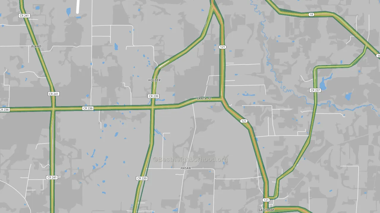Santa Fe, FL Map of Noise Levels in Santa Fe