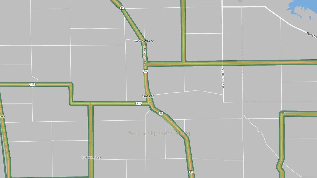 Santa Fe, IN Map of Noise Levels in Santa Fe