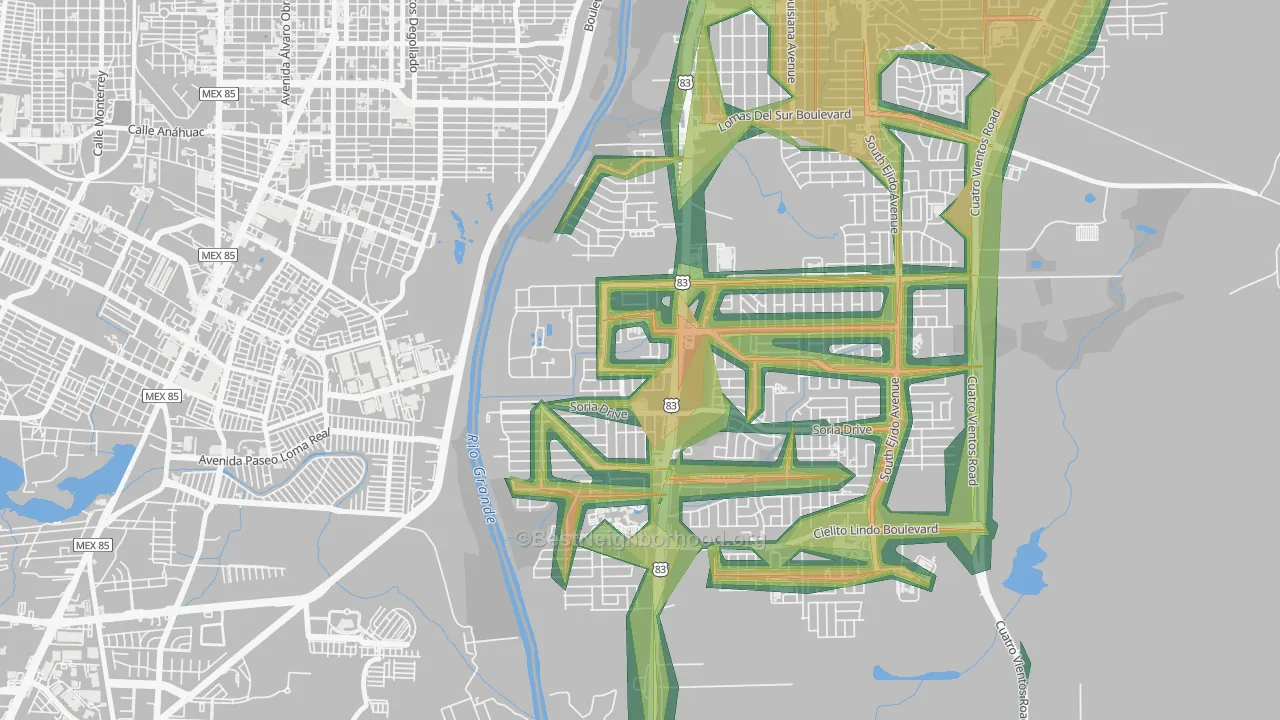 Santa Fe, Laredo, TX Map of Noise Levels in Santa Fe